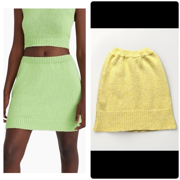 Paloma Wool Knit Cotton Merino Wool Baby Alpaca Mini Skirt Sz M Soft Yellow Y2K - Picture 1 of 12